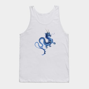 Serene Deep Blue Asian Dragon Tank Top